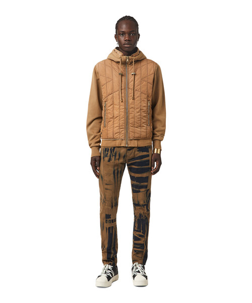 DIESEL（ディーゼル）の「メンズ ジャケット コンビネーション パーカー（ナイロンジャケット・メンズ・ベージュ/ブラック・MEDIUM/LARGE/SMALL/XX-LARGE/X-LARGE/X-SMALL）」の7枚目の写真