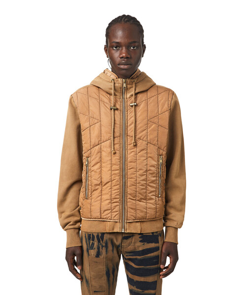 DIESEL（ディーゼル）の「メンズ ジャケット コンビネーション パーカー（ナイロンジャケット・メンズ・ベージュ/ブラック・MEDIUM/LARGE/SMALL/XX-LARGE/X-LARGE/X-SMALL）」の16枚目の写真