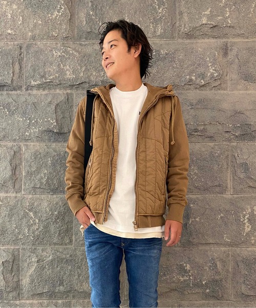 DIESEL（ディーゼル）の「メンズ ジャケット コンビネーション パーカー（ナイロンジャケット・メンズ・ベージュ/ブラック・MEDIUM/LARGE/SMALL/XX-LARGE/X-LARGE/X-SMALL）」の2枚目の写真