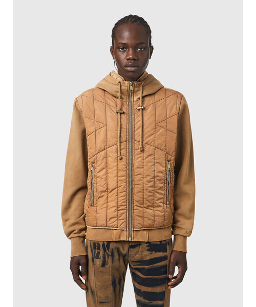 DIESEL（ディーゼル）の「メンズ ジャケット コンビネーション パーカー（ナイロンジャケット・メンズ・ベージュ/ブラック・MEDIUM/LARGE/SMALL/XX-LARGE/X-LARGE/X-SMALL）」の22枚目の写真