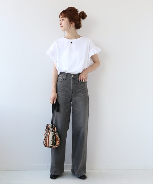 Simplicite(サンプリシテ)の「フリルスリーブTシャツ◆(Tシャツ/カットソー・レディース・ブラック/ホワイト/ベージュ/イエロー・FREE)」の14枚目の写真