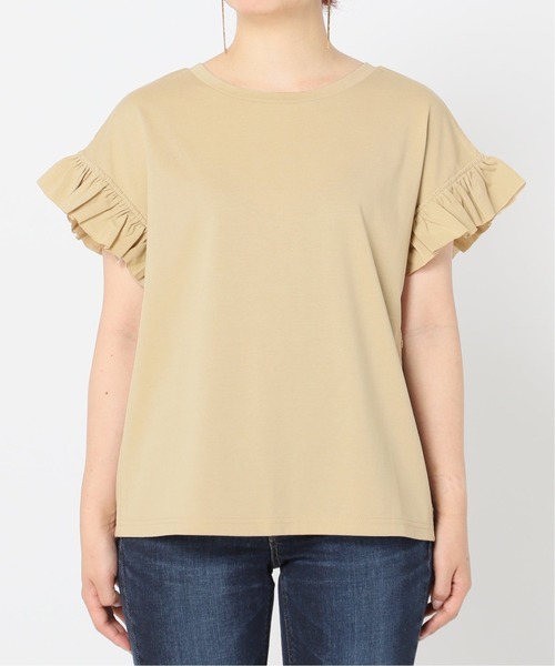 Simplicite(サンプリシテ)の「フリルスリーブTシャツ◆(Tシャツ/カットソー・レディース・ブラック/ホワイト/ベージュ/イエロー・FREE)」の12枚目の写真