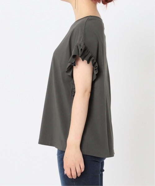 Simplicite(サンプリシテ)の「フリルスリーブTシャツ◆(Tシャツ/カットソー・レディース・ブラック/ホワイト/ベージュ/イエロー・FREE)」の6枚目の写真