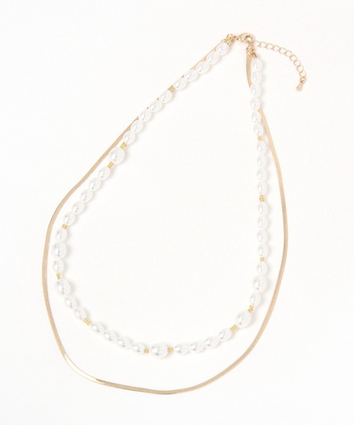 GLOBAL WORK（グローバルワーク）の「パールチェーンネックレス/217159（ネックレス・レディース・ライトグレー/ゴールド・FREE）」の6枚目の写真