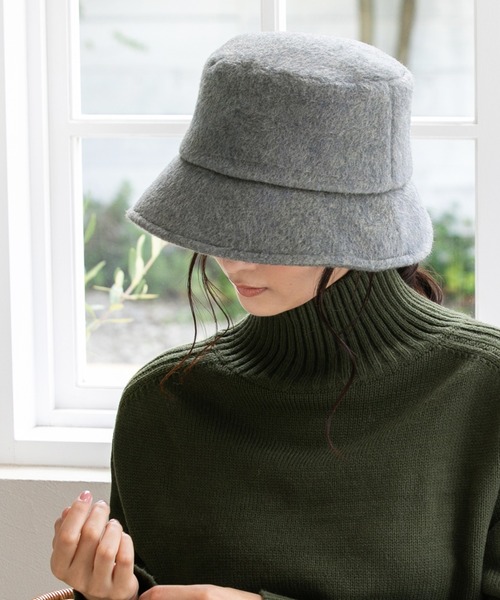 QUEENHEAD(クイーンヘッド)の「シャギーバケットハット(ハット・レディース・グレー/ラベンダー/ベージュ/チャコール・FREE)」の2枚目の写真