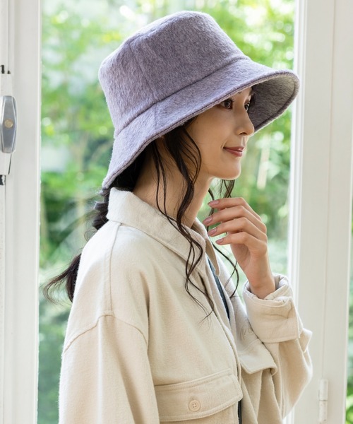 QUEENHEAD(クイーンヘッド)の「シャギーバケットハット(ハット・レディース・グレー/ラベンダー/ベージュ/チャコール・FREE)」の14枚目の写真