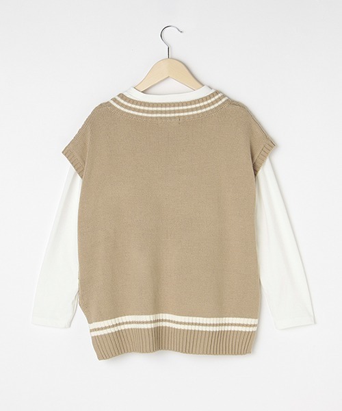 LOVETOXIC（ラブトキシック）の「ニットベスト長袖TシャツSET（ベスト・キッズ・ベージュ/アイボリー/ブルー/エメラルド・M/S/SS/L）」の14枚目の写真