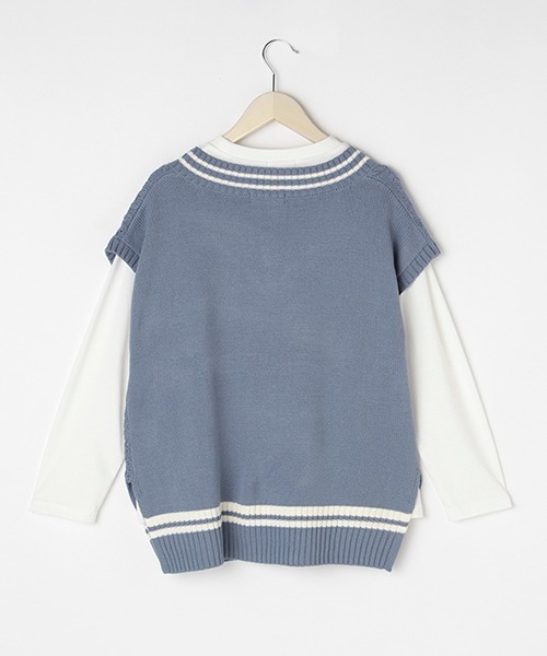 LOVETOXIC（ラブトキシック）の「ニットベスト長袖TシャツSET（ベスト・キッズ・ベージュ/アイボリー/ブルー/エメラルド・M/S/SS/L）」の5枚目の写真