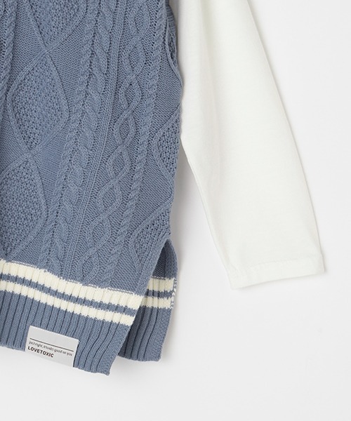 LOVETOXIC（ラブトキシック）の「ニットベスト長袖TシャツSET（ベスト・キッズ・ベージュ/アイボリー/ブルー/エメラルド・M/S/SS/L）」の18枚目の写真