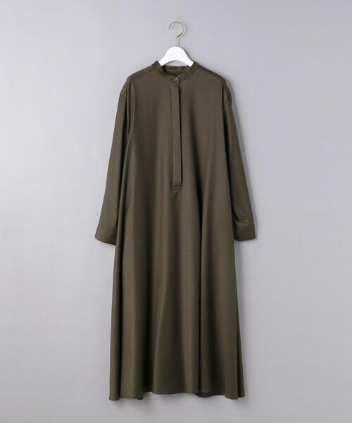 美品 ユナイテッドアローズ ウール混バンドカラーシャツワンピース 36