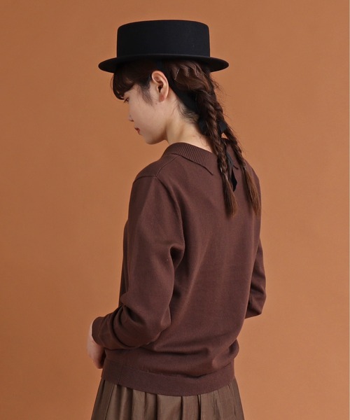 Malle(マル)の「malle ウール/コットン12G 衿付きセーター(ニット/セーター・レディース・ブラウン/ブラック/アイボリー・FREE)」の9枚目の写真