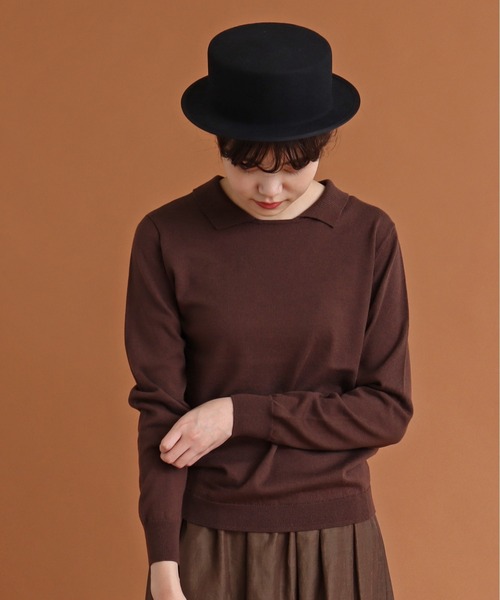 Malle(マル)の「malle ウール/コットン12G 衿付きセーター(ニット/セーター・レディース・ブラウン/ブラック/アイボリー・FREE)」の14枚目の写真