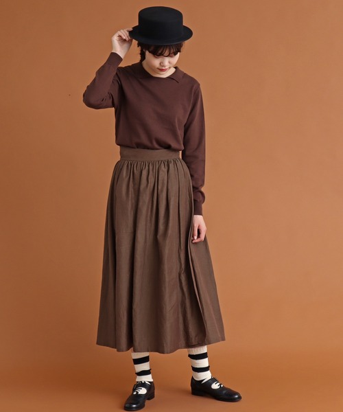 Malle(マル)の「malle ウール/コットン12G 衿付きセーター(ニット/セーター・レディース・ブラウン/ブラック/アイボリー・FREE)」の16枚目の写真