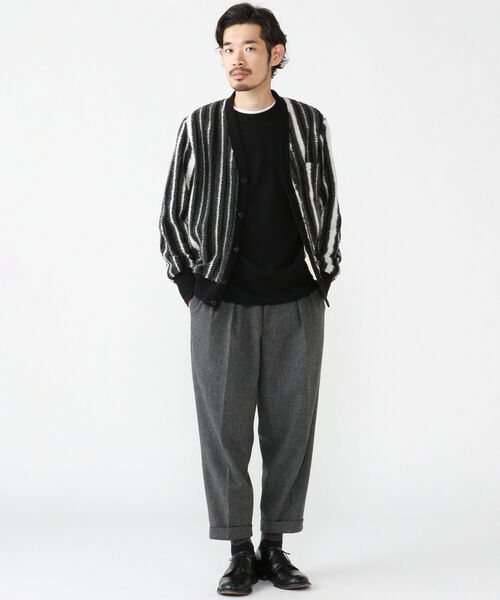 BEAMS PLUS(ビームスプラス)の「BEAMS PLUS / ストライプ ボア フリース カーディガン(カーディガン/ボレロ・メンズ・ブラック/ブラウン・SMALL/MEDIUM/X-LARGE/LARGE)」の3枚目の写真
