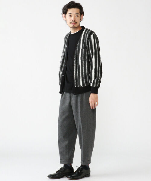 BEAMS PLUS(ビームスプラス)の「BEAMS PLUS / ストライプ ボア フリース カーディガン(カーディガン/ボレロ・メンズ・ブラック/ブラウン・SMALL/MEDIUM/X-LARGE/LARGE)」の4枚目の写真
