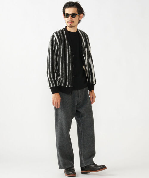 BEAMS PLUS(ビームスプラス)の「BEAMS PLUS / ストライプ ボア フリース カーディガン(カーディガン/ボレロ・メンズ・ブラック/ブラウン・SMALL/MEDIUM/X-LARGE/LARGE)」の6枚目の写真