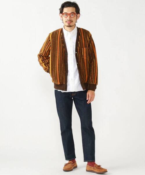 BEAMS PLUS(ビームスプラス)の「BEAMS PLUS / ストライプ ボア フリース カーディガン(カーディガン/ボレロ・メンズ・ブラック/ブラウン・SMALL/MEDIUM/X-LARGE/LARGE)」の7枚目の写真