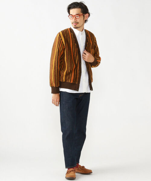 BEAMS PLUS(ビームスプラス)の「BEAMS PLUS / ストライプ ボア フリース カーディガン(カーディガン/ボレロ・メンズ・ブラック/ブラウン・SMALL/MEDIUM/X-LARGE/LARGE)」の8枚目の写真