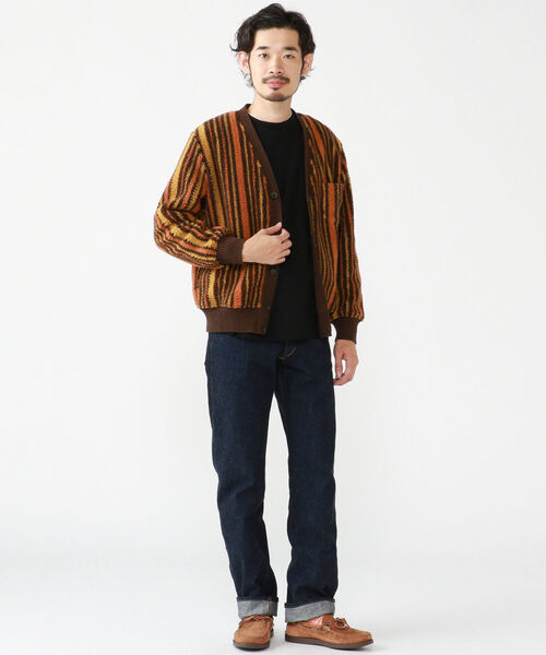 BEAMS PLUS(ビームスプラス)の「BEAMS PLUS / ストライプ ボア フリース カーディガン(カーディガン/ボレロ・メンズ・ブラック/ブラウン・SMALL/MEDIUM/X-LARGE/LARGE)」の9枚目の写真