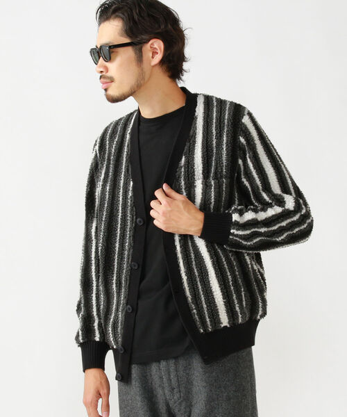 BEAMS PLUS(ビームスプラス)の「BEAMS PLUS / ストライプ ボア フリース カーディガン(カーディガン/ボレロ・メンズ・ブラック/ブラウン・SMALL/MEDIUM/X-LARGE/LARGE)」の13枚目の写真