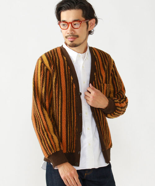 BEAMS PLUS(ビームスプラス)の「BEAMS PLUS / ストライプ ボア フリース カーディガン(カーディガン/ボレロ・メンズ・ブラック/ブラウン・SMALL/MEDIUM/X-LARGE/LARGE)」の15枚目の写真
