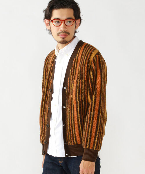 BEAMS PLUS(ビームスプラス)の「BEAMS PLUS / ストライプ ボア フリース カーディガン(カーディガン/ボレロ・メンズ・ブラック/ブラウン・SMALL/MEDIUM/X-LARGE/LARGE)」の16枚目の写真