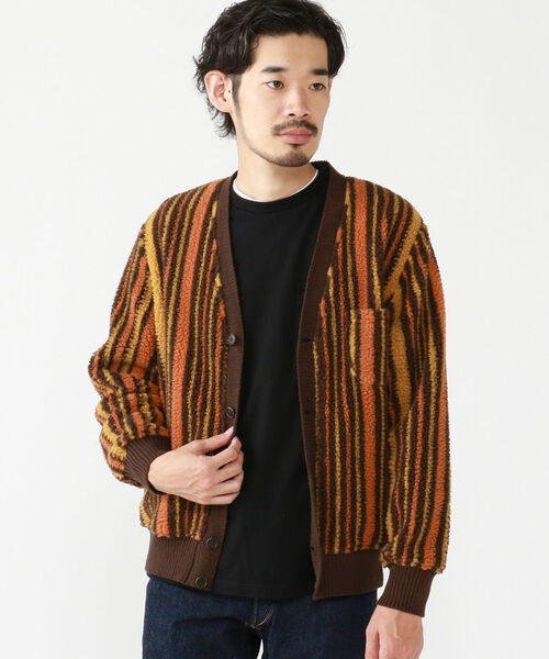 BEAMS PLUS(ビームスプラス)の「BEAMS PLUS / ストライプ ボア フリース カーディガン(カーディガン/ボレロ・メンズ・ブラック/ブラウン・SMALL/MEDIUM/X-LARGE/LARGE)」の18枚目の写真