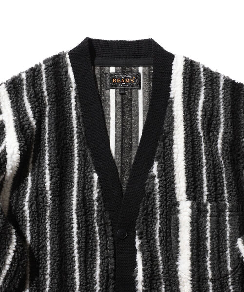 BEAMS PLUS(ビームスプラス)の「BEAMS PLUS / ストライプ ボア フリース カーディガン(カーディガン/ボレロ・メンズ・ブラック/ブラウン・SMALL/MEDIUM/X-LARGE/LARGE)」の20枚目の写真