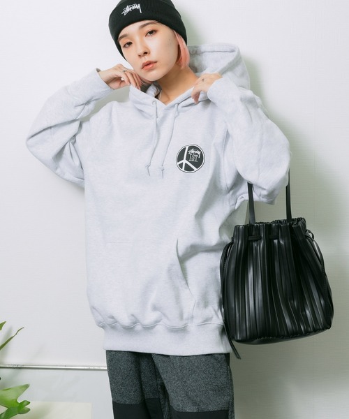 STUSSY（ステューシー）の「STUSSY/ステューシー PEACE DOT HOOD 裏起毛 フーディー バックプリント ブランドロゴ（パーカー・メンズ・ブラック/アッシュグレー・L/XL/M）」の9枚目の写真