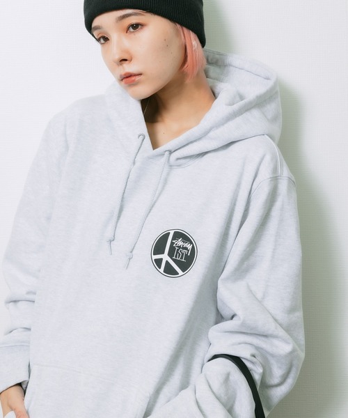 STUSSY（ステューシー）の「STUSSY/ステューシー PEACE DOT HOOD 裏起毛 フーディー バックプリント ブランドロゴ（パーカー・メンズ・ブラック/アッシュグレー・L/XL/M）」の15枚目の写真