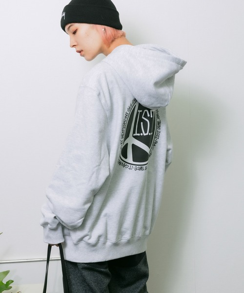 STUSSY（ステューシー）の「STUSSY/ステューシー PEACE DOT HOOD 裏起毛 フーディー バックプリント ブランドロゴ（パーカー・メンズ・ブラック/アッシュグレー・L/XL/M）」の18枚目の写真