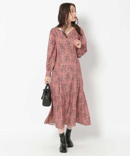 mysty woman（ミスティウーマン）の「スタイルアップフラワーワンピ 256810（ワンピース・レディース・ブラック/アイボリー/モカ/ピンク系・FREE）」の7枚目の写真