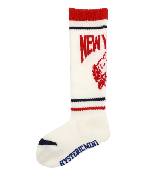 HYSTERIC MINI（ヒステリックミニ）の「Rolling mini NEW YORK state mind ライン ハイソックス（ソックス/靴下・キッズ・ブラック/ホワイト/グレー/レッド・19/22/13/16）」の2枚目の写真