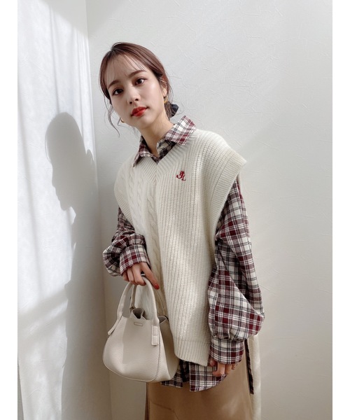 jumelle（ジュメロ）の「バックロングベスト（ニット/セーター・レディース・アイボリー・FREE）」の3枚目の写真