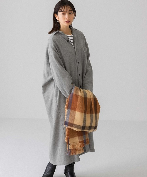 KBF（ケイビーエフ）の「起毛シャツワンピース（ワンピース・レディース・グリーン系その他/ライトベージュ/カーキ/グレー・ONE）」の10枚目の写真