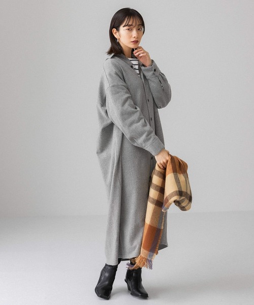 KBF（ケイビーエフ）の「起毛シャツワンピース（ワンピース・レディース・グリーン系その他/ライトベージュ/カーキ/グレー・ONE）」の11枚目の写真