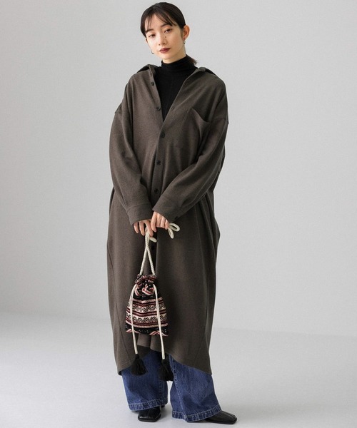 KBF（ケイビーエフ）の「起毛シャツワンピース（ワンピース・レディース・グリーン系その他/ライトベージュ/カーキ/グレー・ONE）」の18枚目の写真