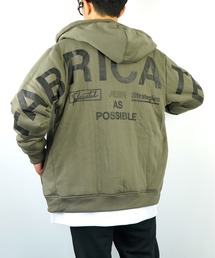 【GROOVY STORE】バックプリントフードアウター裏ボアジャケットジップアップ