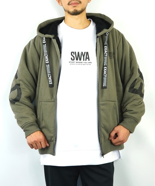 Burner(バーナー)の「【GROOVY STORE】バックプリントフードアウター裏ボアジャケットジップアップ(ブルゾン・メンズ・ブラック/ブルー/カーキ・L/M/LL)」の18枚目の写真