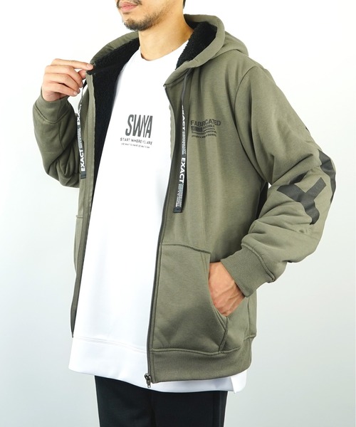 Burner(バーナー)の「【GROOVY STORE】バックプリントフードアウター裏ボアジャケットジップアップ(ブルゾン・メンズ・ブラック/ブルー/カーキ・L/M/LL)」の21枚目の写真