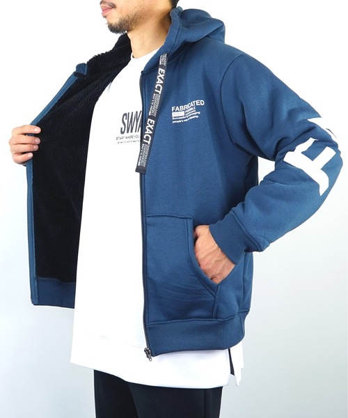 Burner(バーナー)の「【GROOVY STORE】バックプリントフードアウター裏ボアジャケットジップアップ(ブルゾン・メンズ・ブラック/ブルー/カーキ・L/M/LL)」の10枚目の写真