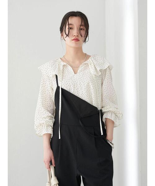 earth music&ecology(アースミュージックアンドエコロジー)の「ビックカラーブラウス*(シャツ/ブラウス・レディース・オフホワイト/ドット/モカ・FREE)」の7枚目の写真