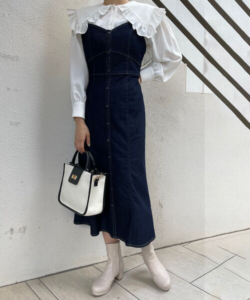 MAJESTIC LEGON（マジェスティックレゴン）の「ladyフロントボタンワンピ（ワンピース・レディース・ネイビー/ピンク/アイボリー・MEDIUM）」の2枚目の写真