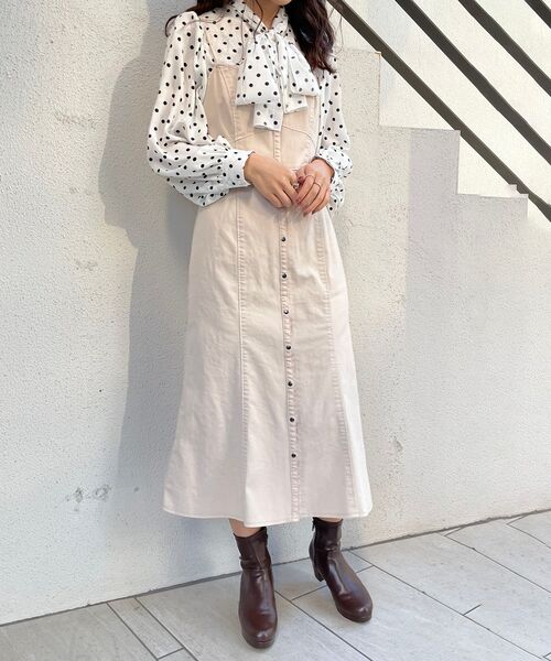 MAJESTIC LEGON（マジェスティックレゴン）の「ladyフロントボタンワンピ（ワンピース・レディース・ネイビー/ピンク/アイボリー・MEDIUM）」の5枚目の写真