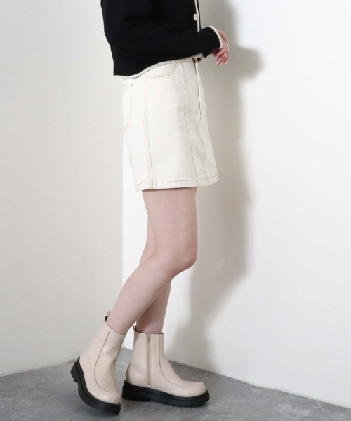 archives（アルシーヴ）の「台形ミニスカート（デニムスカート・レディース・アイボリー/ブラック/ロイヤルブルー・MEDIUM）」の18枚目の写真