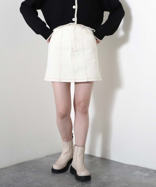 archives（アルシーヴ）の「台形ミニスカート（デニムスカート・レディース・アイボリー/ブラック/ロイヤルブルー・MEDIUM）」の17枚目の写真