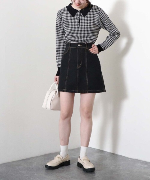 archives（アルシーヴ）の「台形ミニスカート（デニムスカート・レディース・アイボリー/ブラック/ロイヤルブルー・MEDIUM）」の19枚目の写真