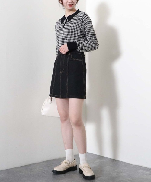 archives（アルシーヴ）の「台形ミニスカート（デニムスカート・レディース・アイボリー/ブラック/ロイヤルブルー・MEDIUM）」の20枚目の写真