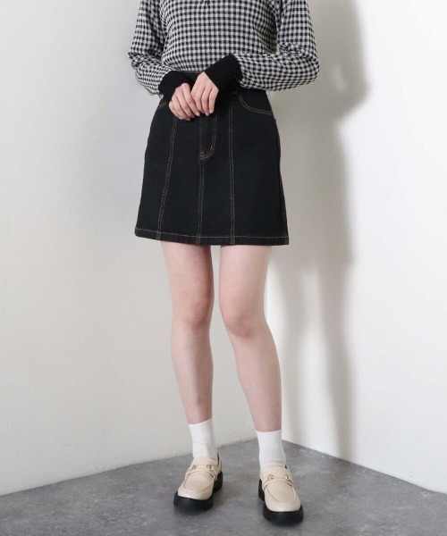 archives（アルシーヴ）の「台形ミニスカート（デニムスカート・レディース・アイボリー/ブラック/ロイヤルブルー・MEDIUM）」の22枚目の写真