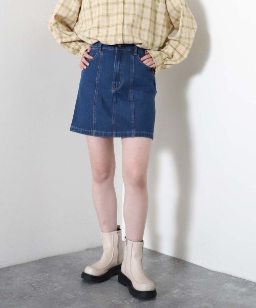 archives（アルシーヴ）の「台形ミニスカート（デニムスカート・レディース・アイボリー/ブラック/ロイヤルブルー・MEDIUM）」の13枚目の写真
